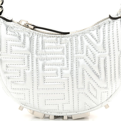 Fendi X MARC JACOBS Laminated Craquele Lambskin Nano Fendigraphy Hobo Charm Argento 8 of 11