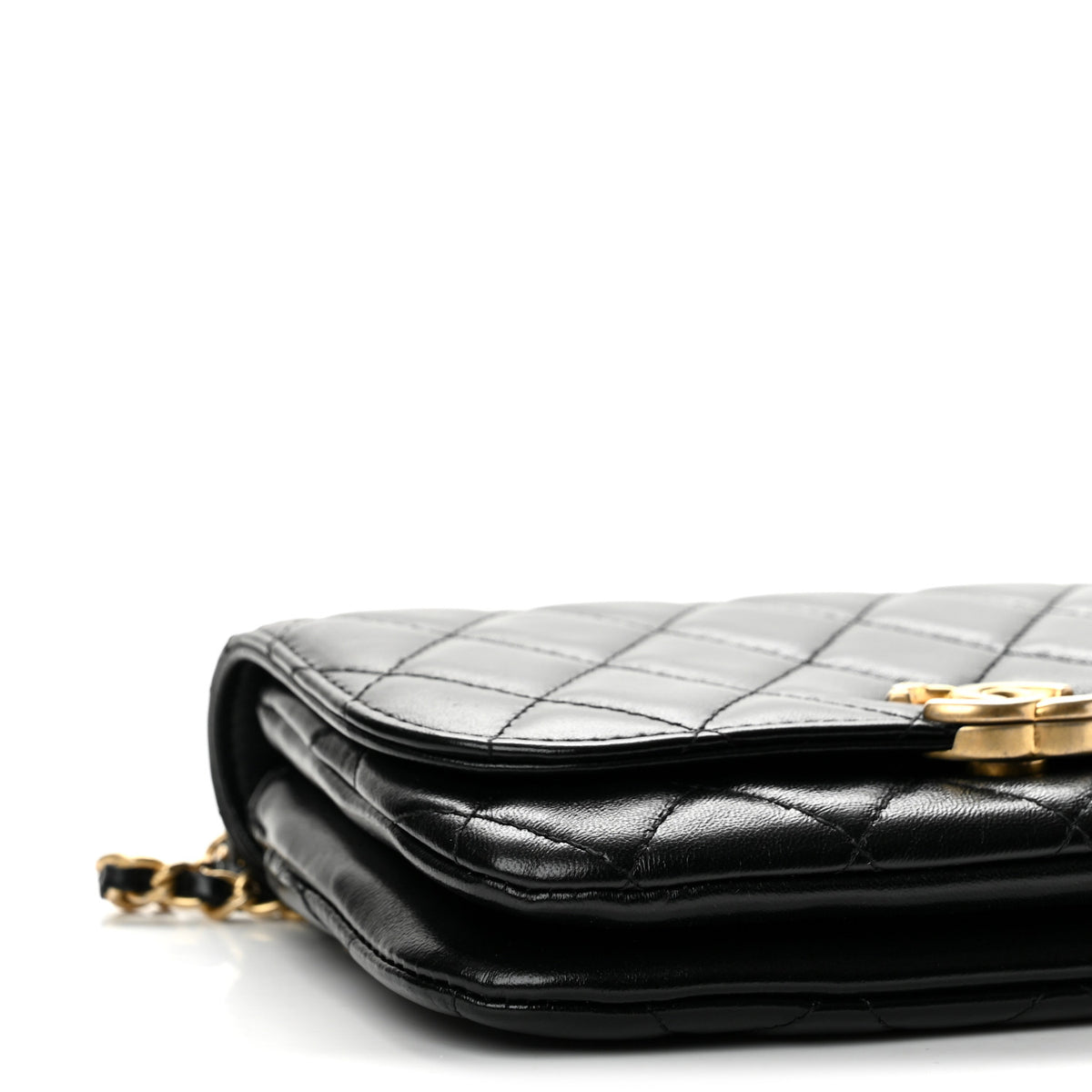 Chanel Shiny Lambskin Quilted Flap Phone Holder With Chain Black 9 of 13