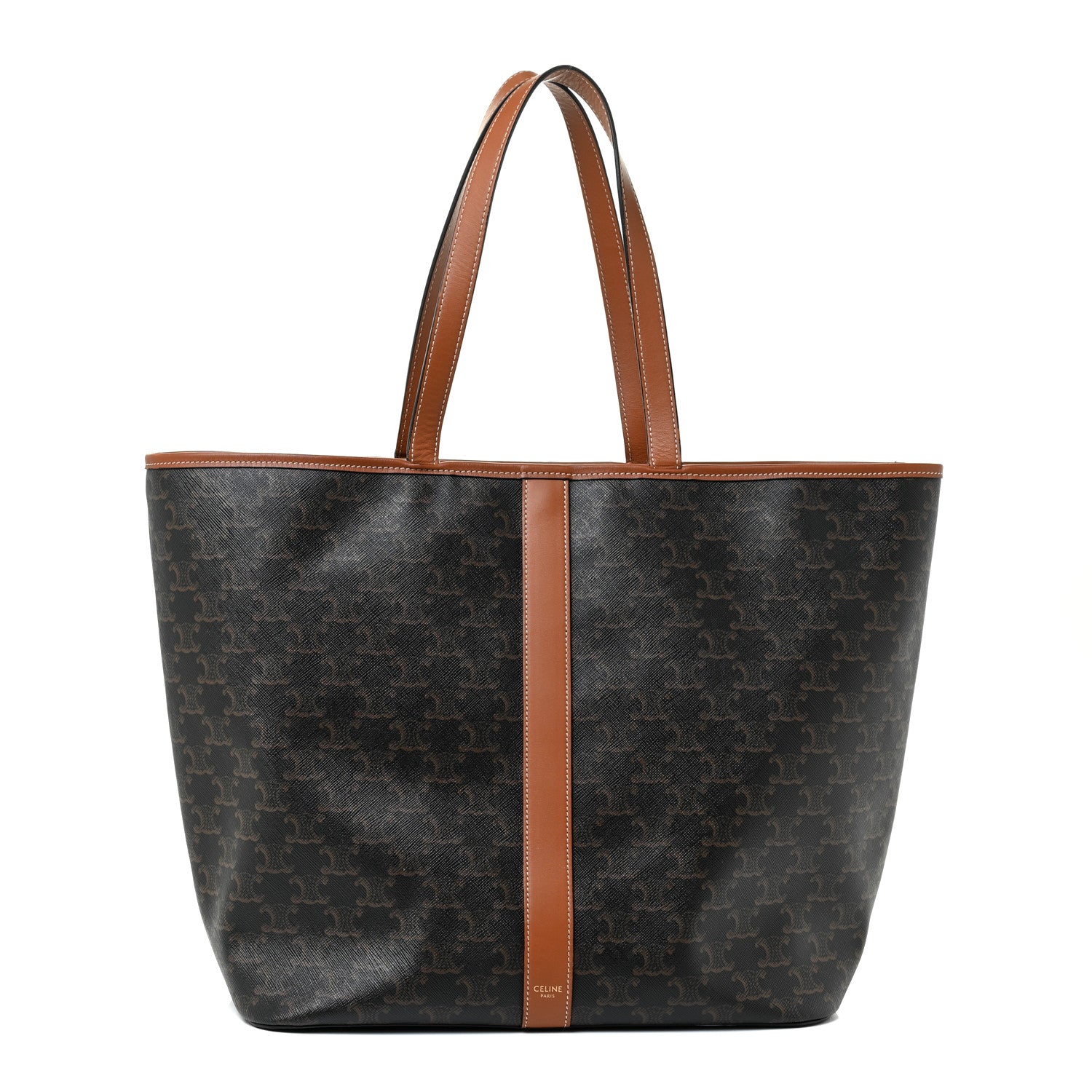 Celine Triomphe Canvas Calfskin Medium Cabas Bag Tan 1 of 19