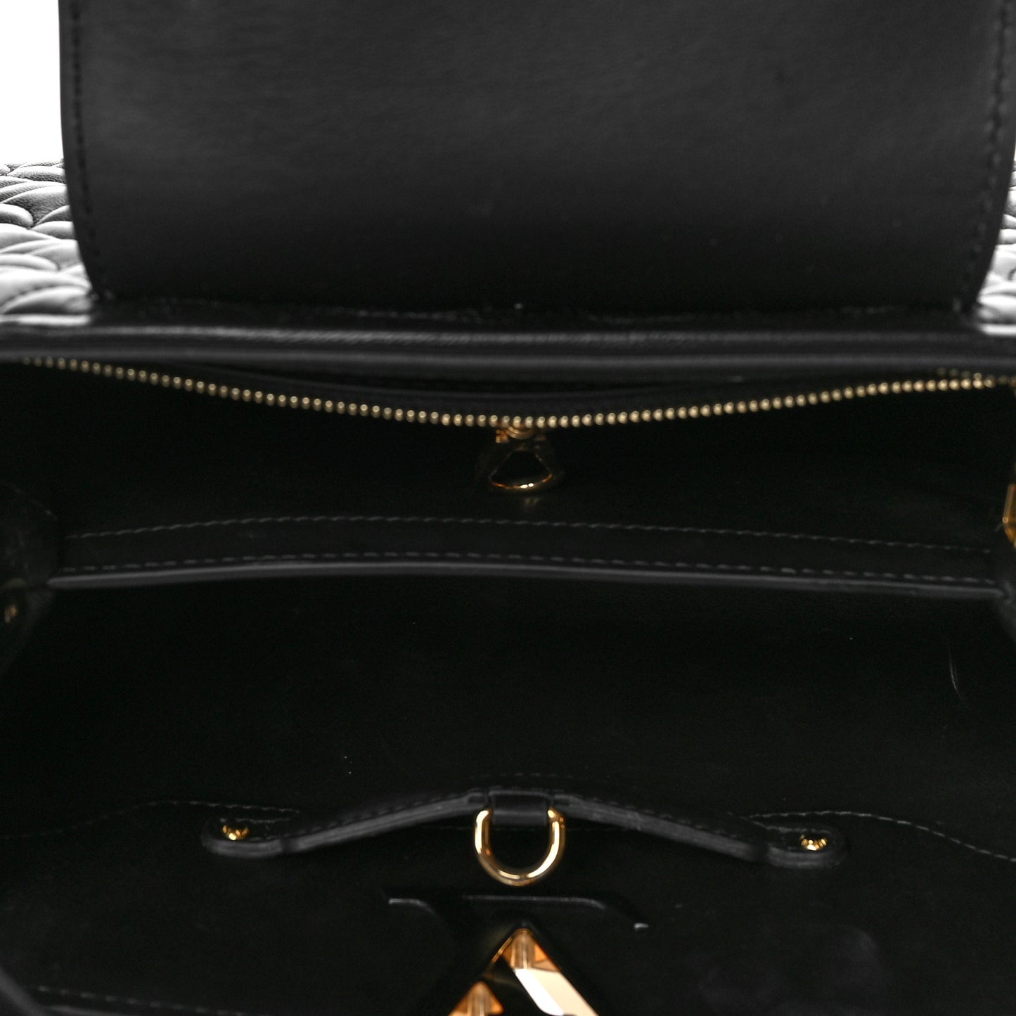 Lambskin Quilted Flower Capucines PM Black