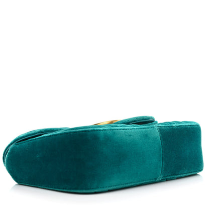 Gucci Velvet Matelasse Mini GG Marmont Shoulder Bag Pavone Cyan 4 of 11