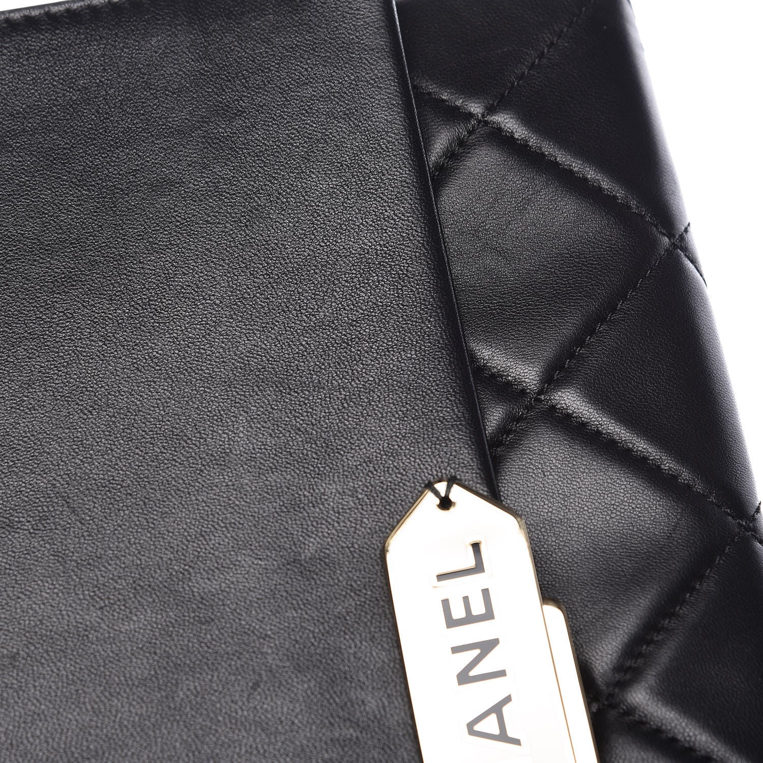 Chanel Lambskin Quilted Retro Label Clutch Black 13 of 16