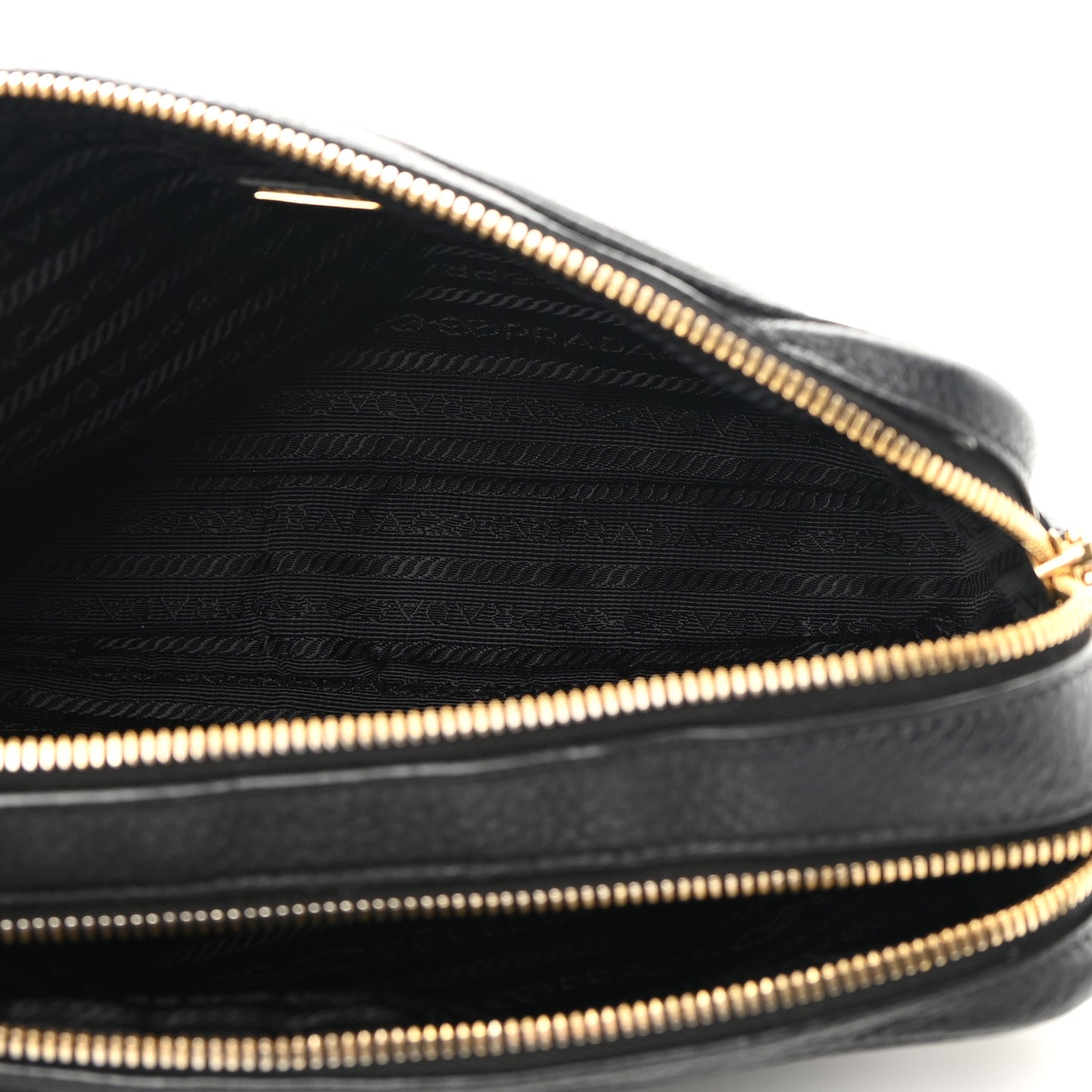 Vitello Daino Medium Double Zip Shoulder Bag Black