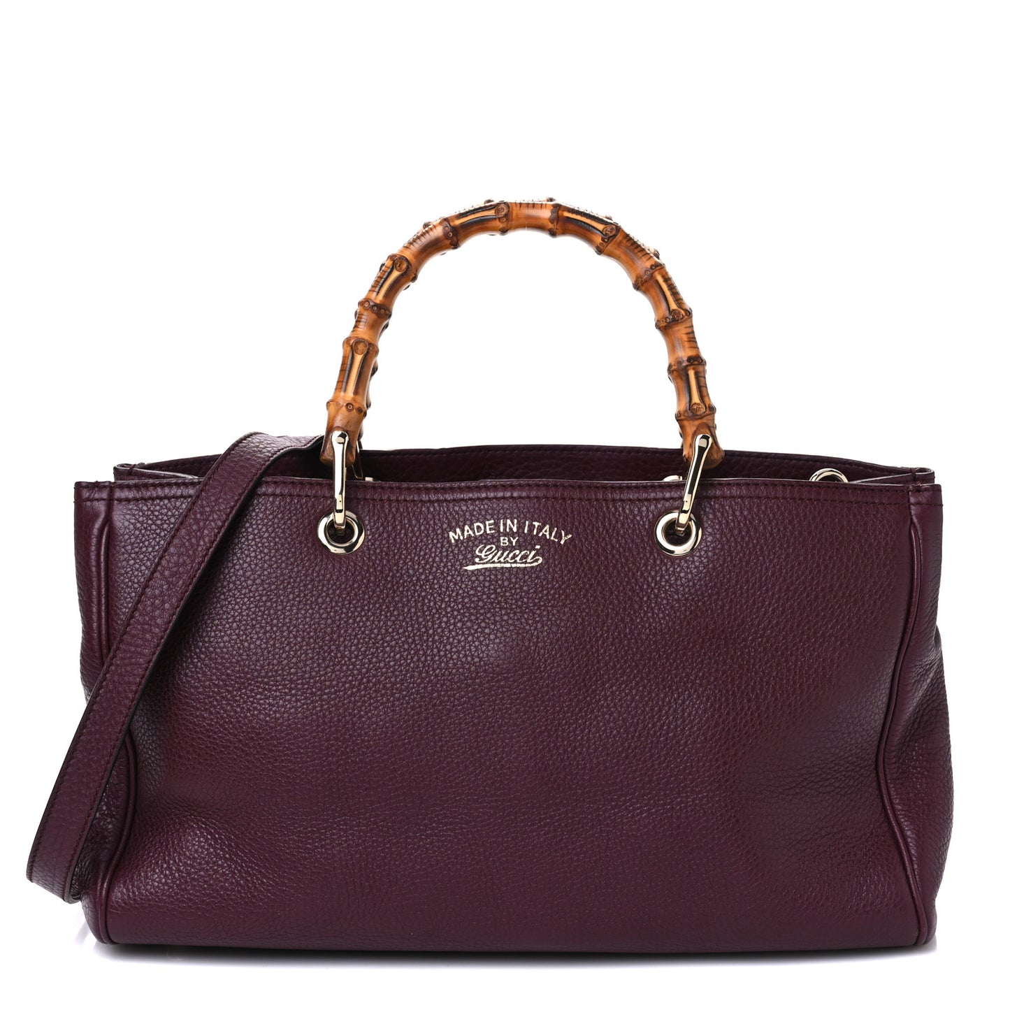 Pebbled Calfskin Medium Bamboo Shopper Tote Burgundy