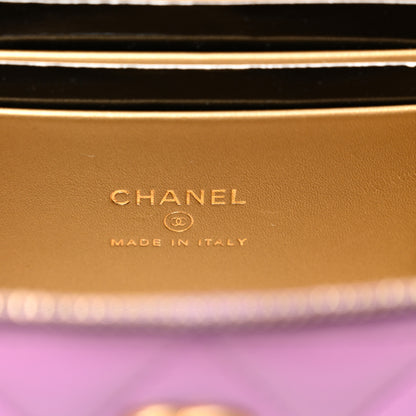 Chanel Lambskin Quilted Pearl Crush Small Vanity Case With Chain Purple 6 of 12