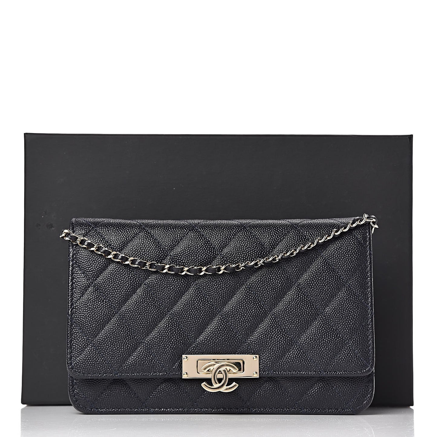 Caviar Quilted Golden Class Wallet On Chain WOC Navy