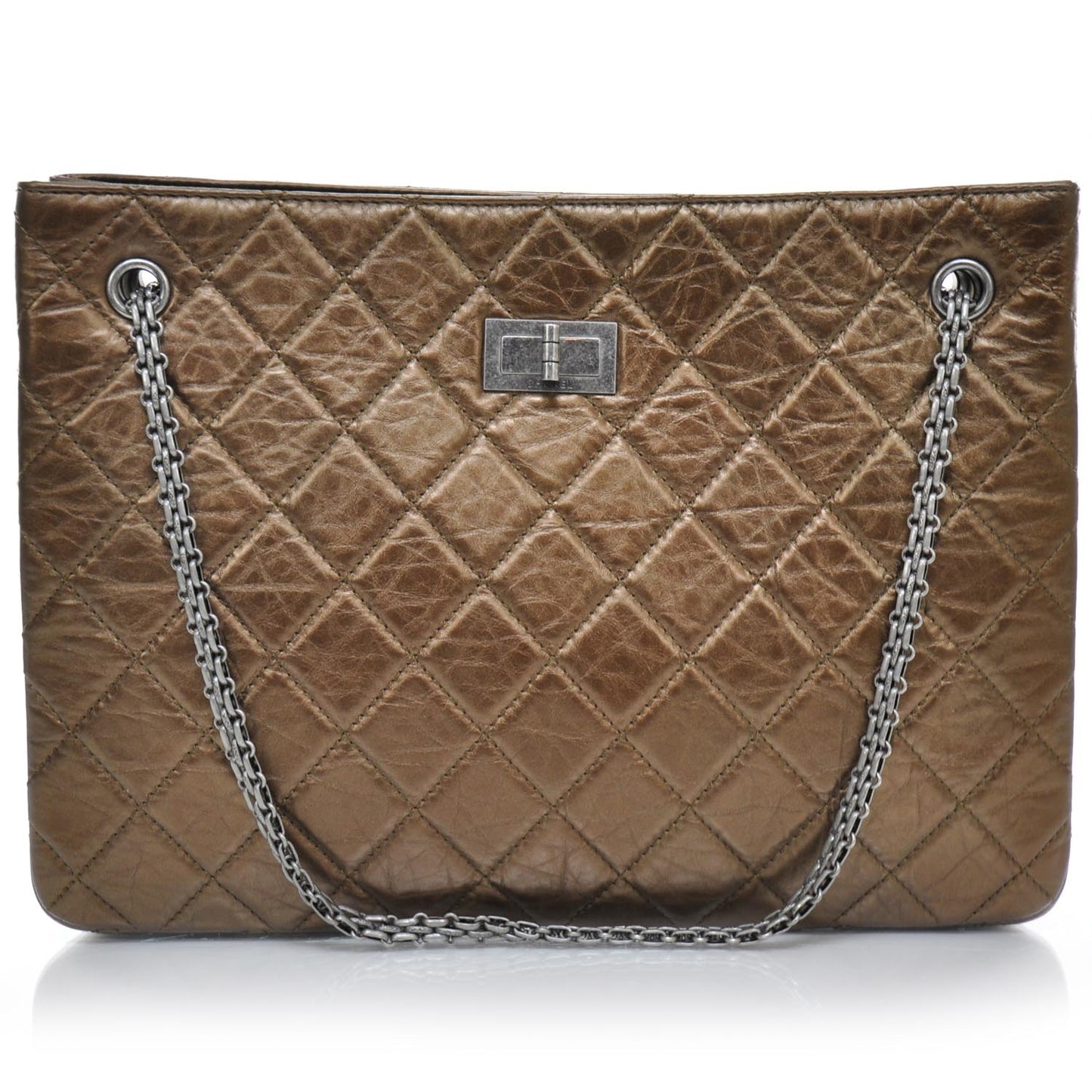 Aged Calfskin Reissue 2.55 Tote Bronze