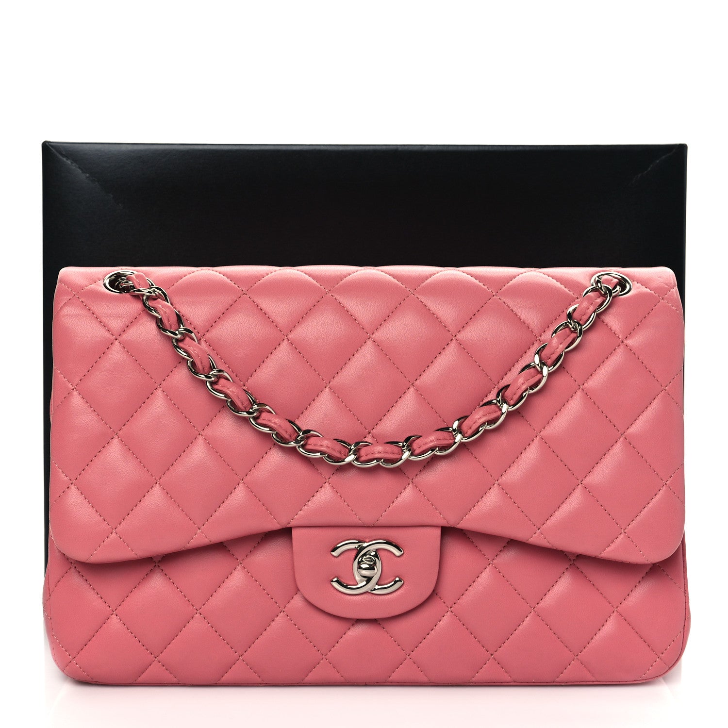 Chanel Lambskin Quilted Jumbo Double Flap Pink 10 of 10