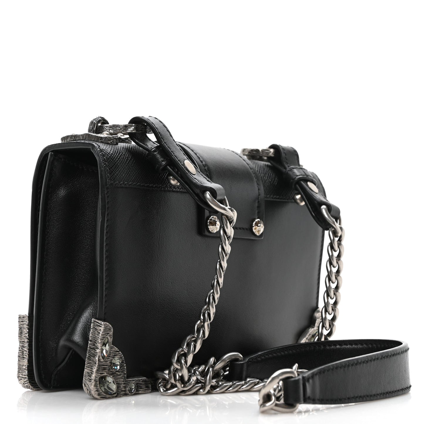 Crystal City Calf Saffiano Cahier Shoulder Bag Black