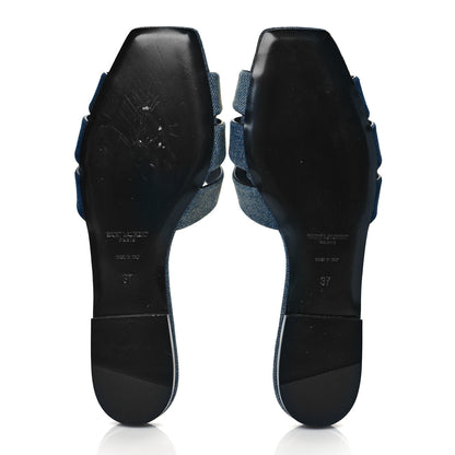Saint Laurent Denim Tribute 05 Slide Sandals 37 Deep Navy Jeans 5 of 10
