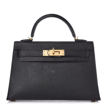 Hermes Chevre Chandra Mini Kelly Sellier 20 Black 1 of 37