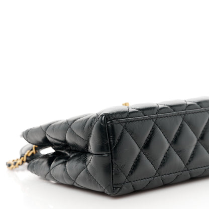 Chanel Shiny Aged Calfskin Quilted Nano Kelly Shopper Black 9 of 11