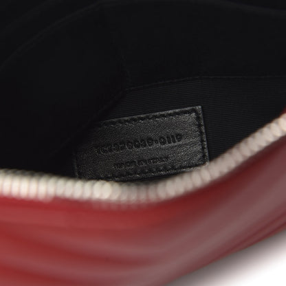 Saint Laurent Calfskin Matelasse Chevron Monogram A5 Wristlet Red 7 of 7