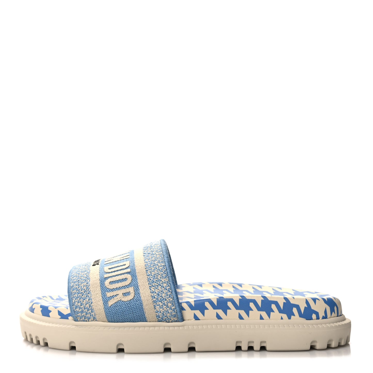Micro PDP Cotton Houndstooth Embroidered Dway 10mm Slide Sandals 35.5 Cornflower