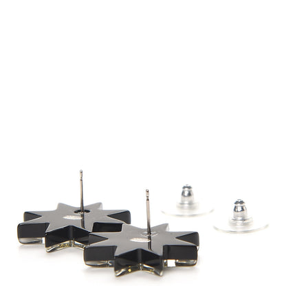 Chanel Resin Metal CC Star Earrings Black Gold 3 of 4