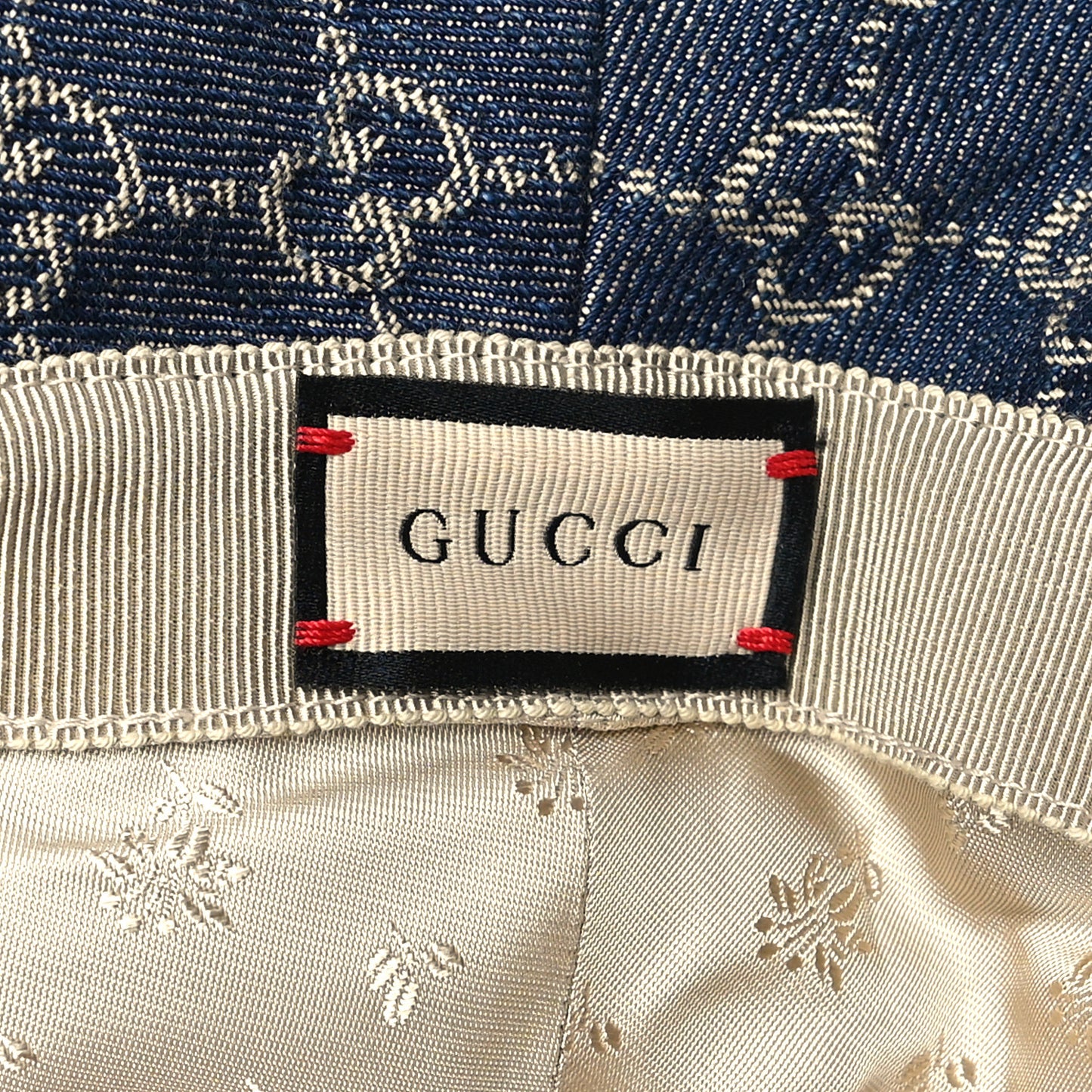Washed Jacquard Denim Nappa GG Monogram Oscar Bucket Hat L Denim Cuir