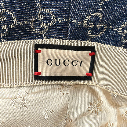 Gucci Washed Jacquard Denim Nappa GG Monogram Oscar Bucket Hat L Denim Cuir 6 of 7