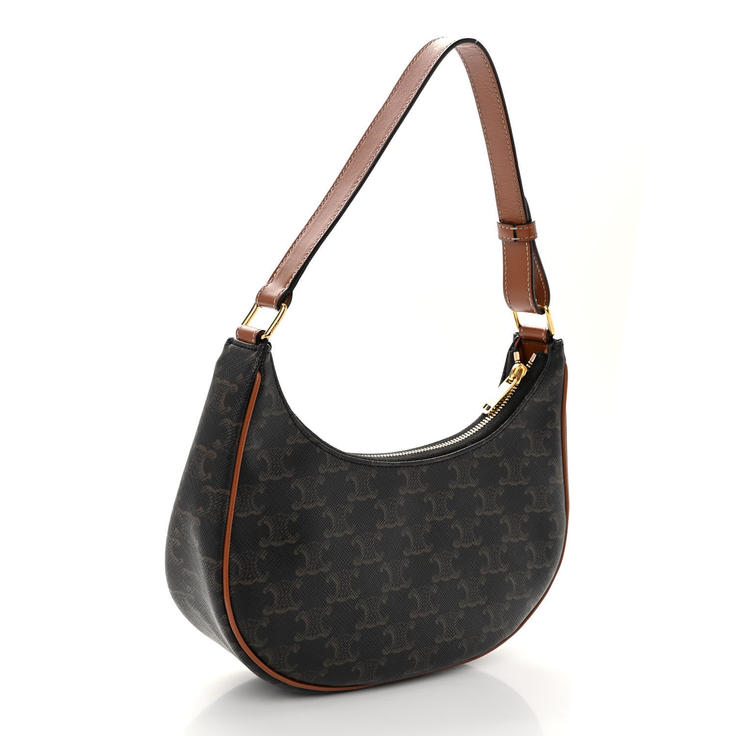 Celine Triomphe Canvas Calfskin Ava Shoulder Bag Tan 3 of 10