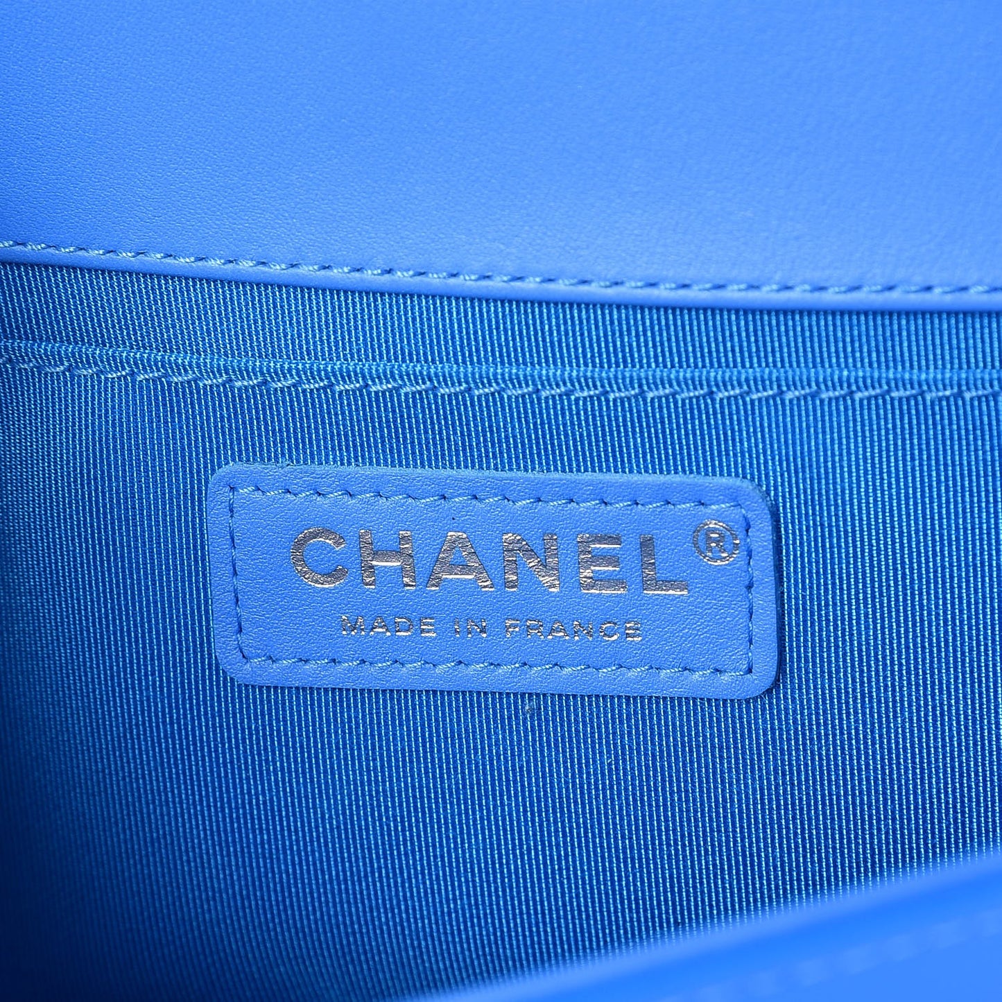 Patent Calfskin Quilted Medium Boy Flap Blue