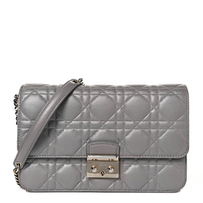 Christian Dior Pearly Lambskin Cannage Miss Dior Promenade Pouch Grey 1 of 7