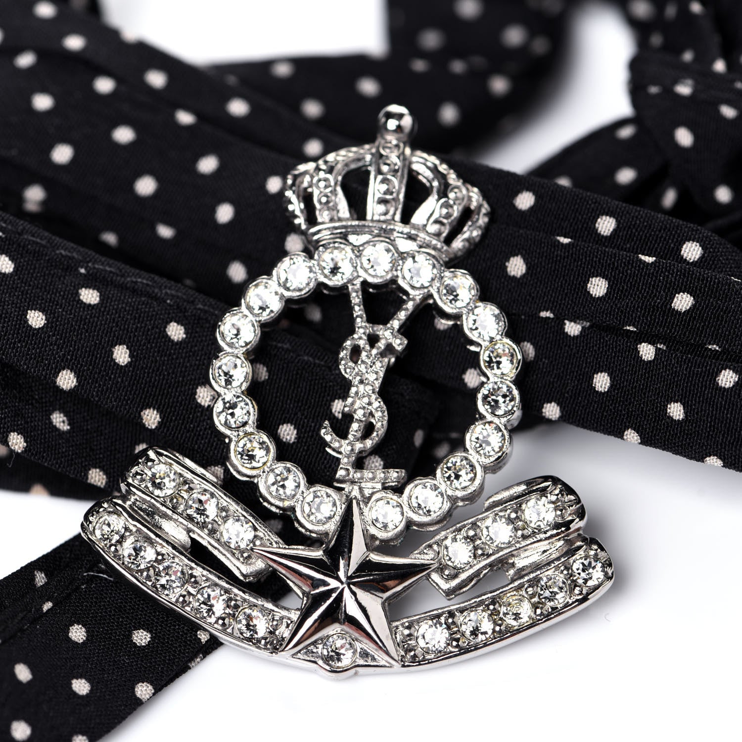 Saint Laurent Crystal Crepe Polka Dot Choker Black 4 of 5