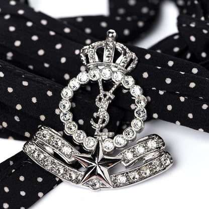 Saint Laurent Crystal Crepe Polka Dot Choker Black 4 of 5