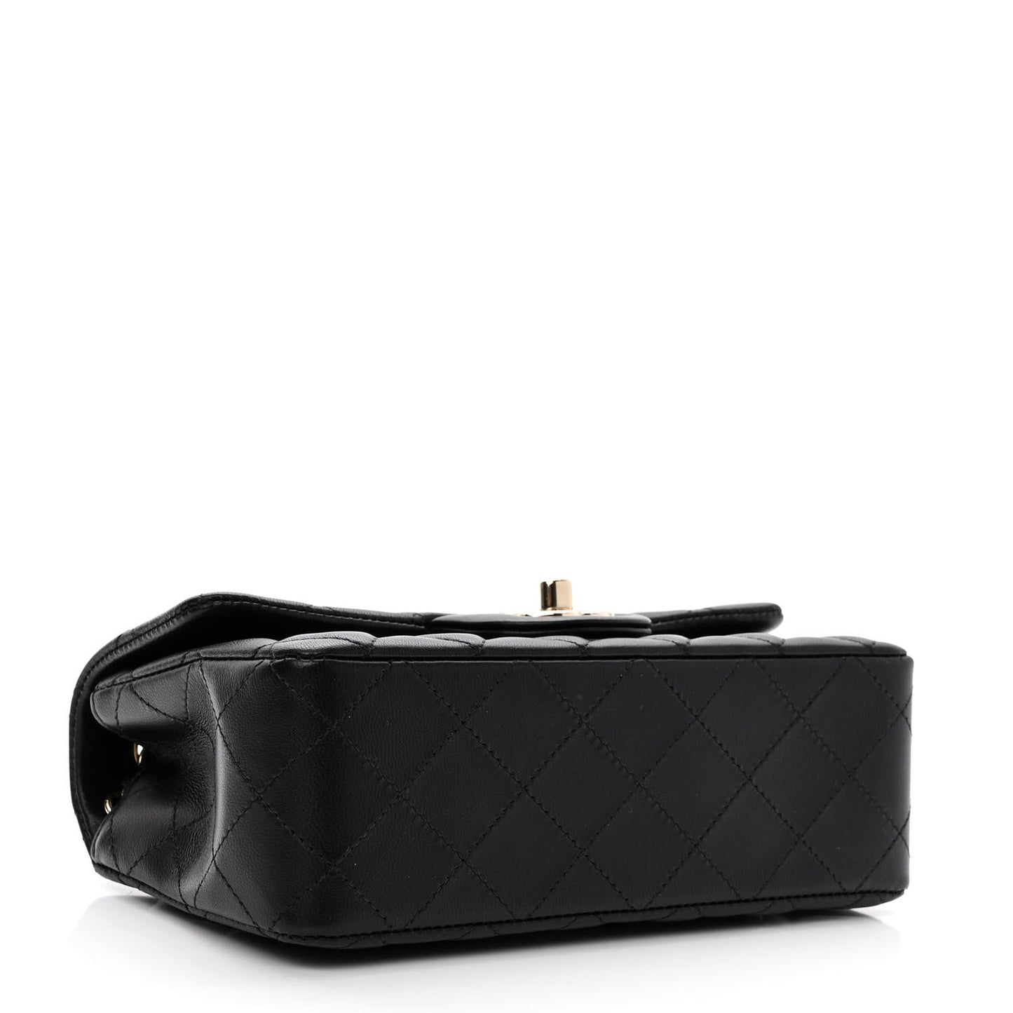 Lambskin Quilted Mini Rectangular Flap Black