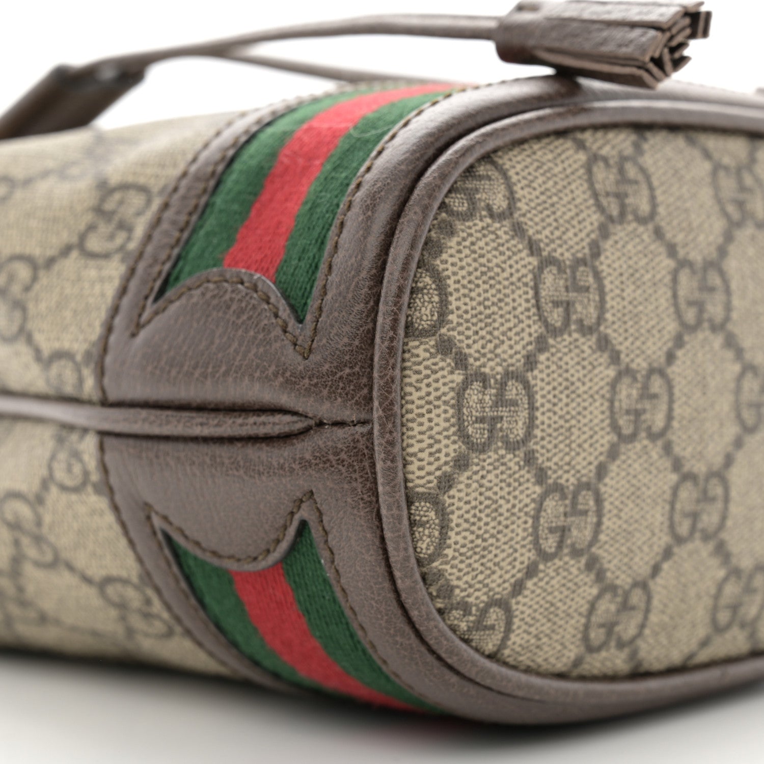 Gucci GG Supreme Monogram Web Mini Ophidia Bucket Bag Brown 9 of 11