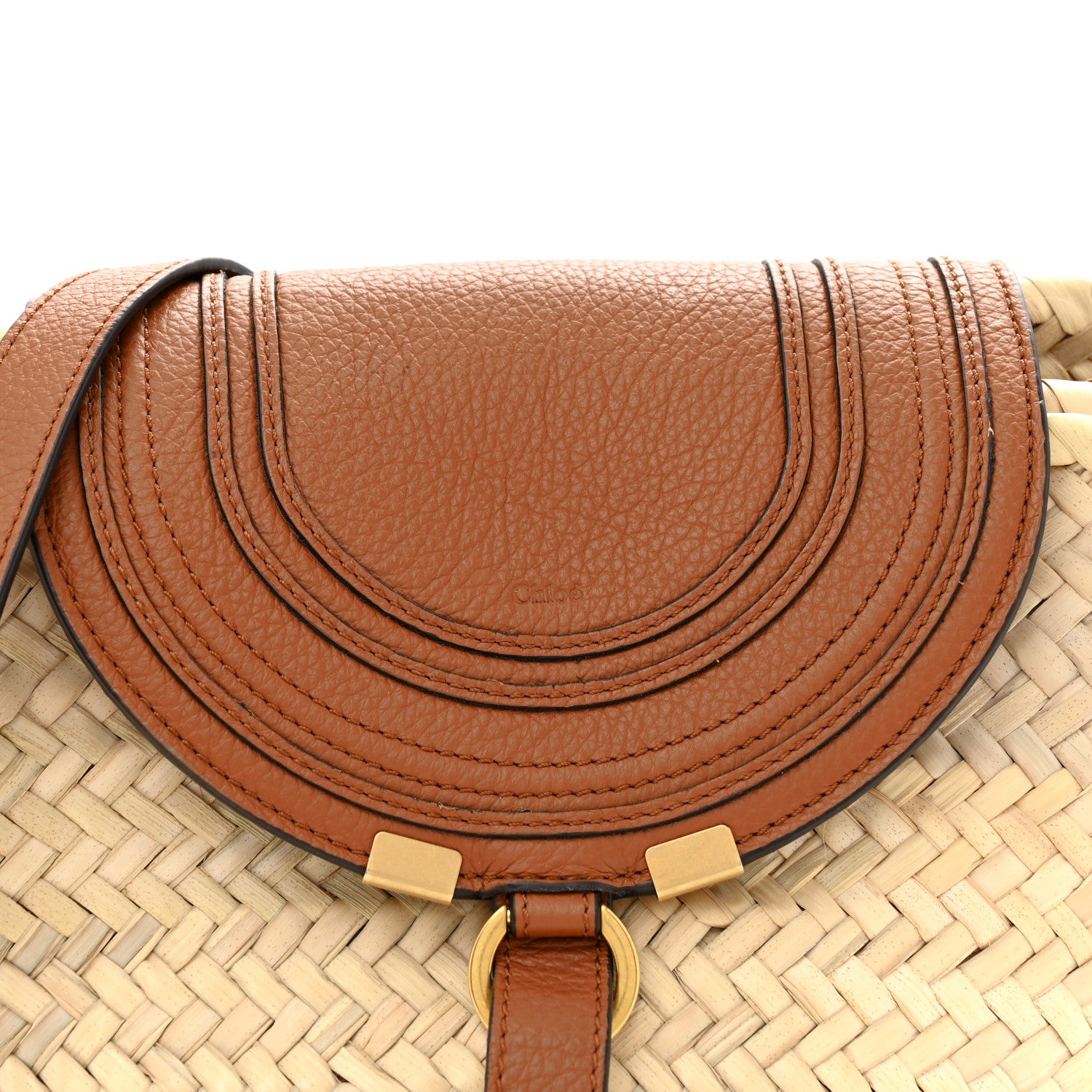 Chloe Raffia Calfskin Marcie Basket Tan 8 of 11