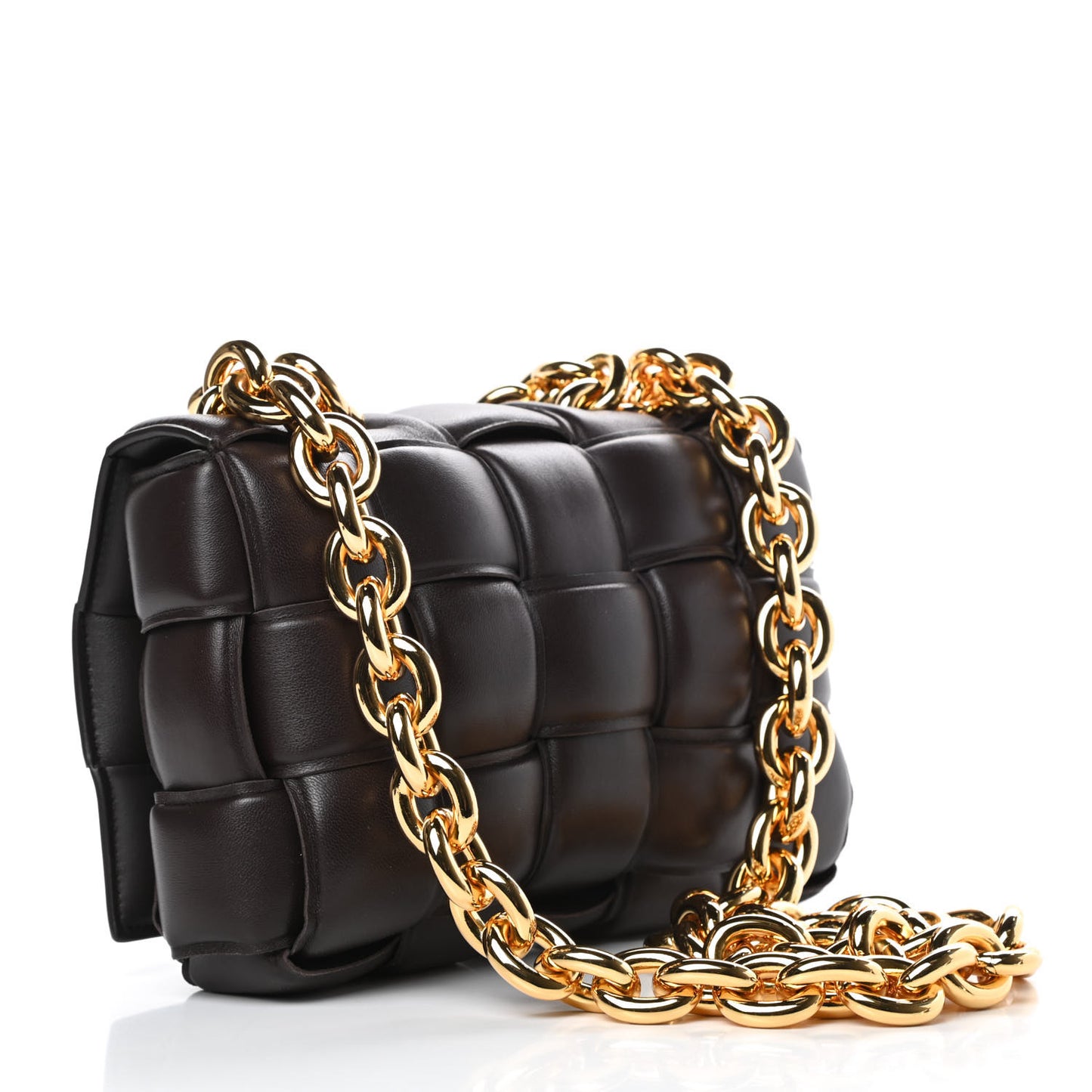 Lambskin Maxi Intreccio Padded Chain Cassette Crossbody Bag Black