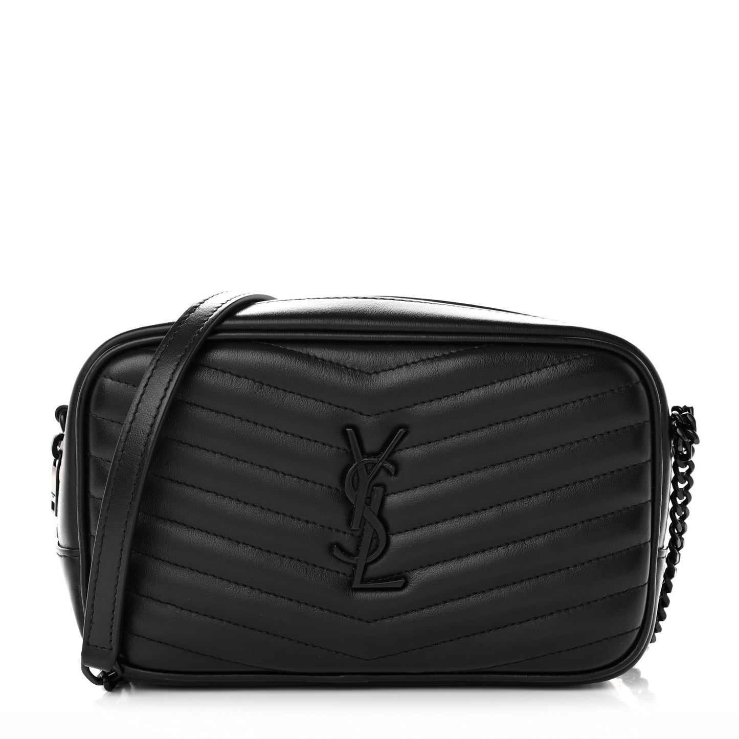 Calfskin Matelasse Monochrome Monogram Mini Lou Camera Bag Black