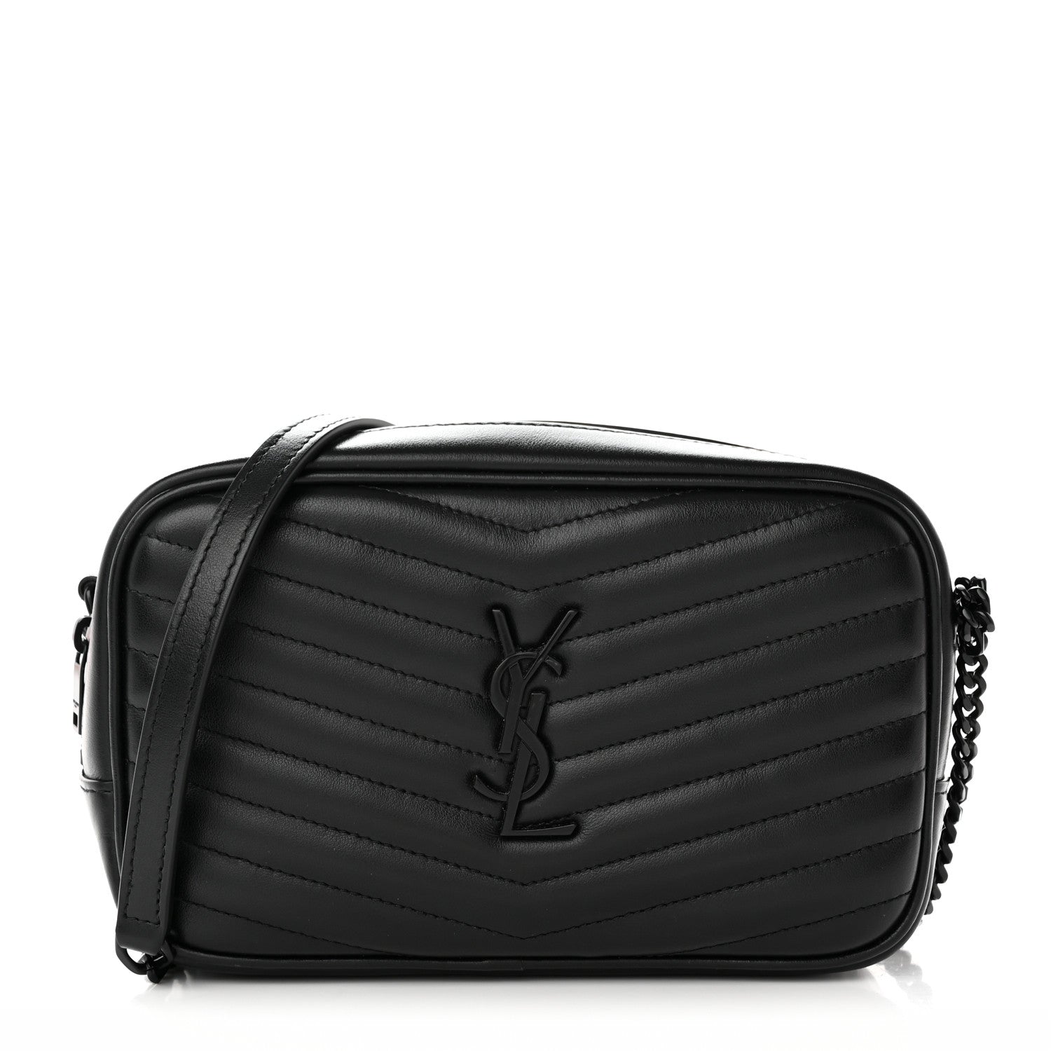 Saint Laurent Calfskin Matelasse Monochrome Monogram Mini Lou Camera Bag Black 1 of 10