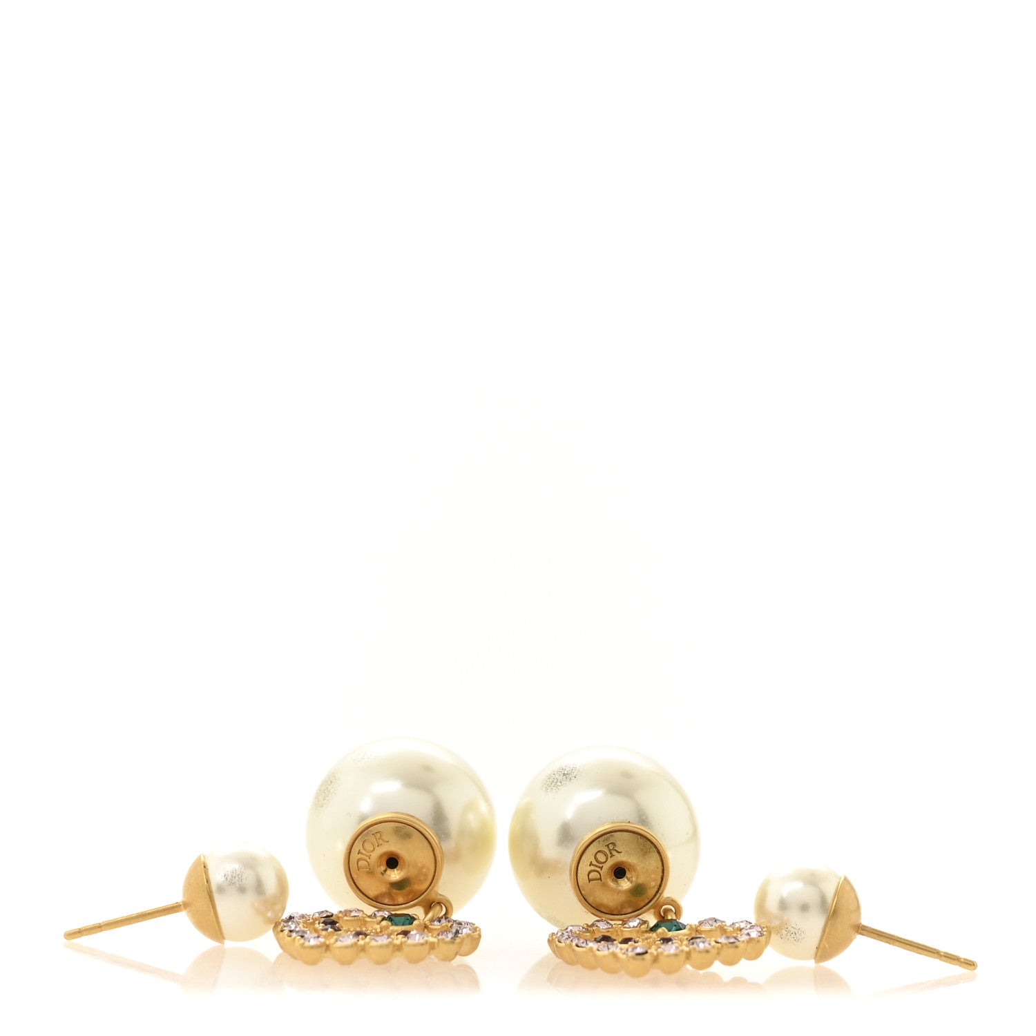 Christian Dior Pearl Crystal Heart Tribal Earrings Gold Multicolor 3 of 7