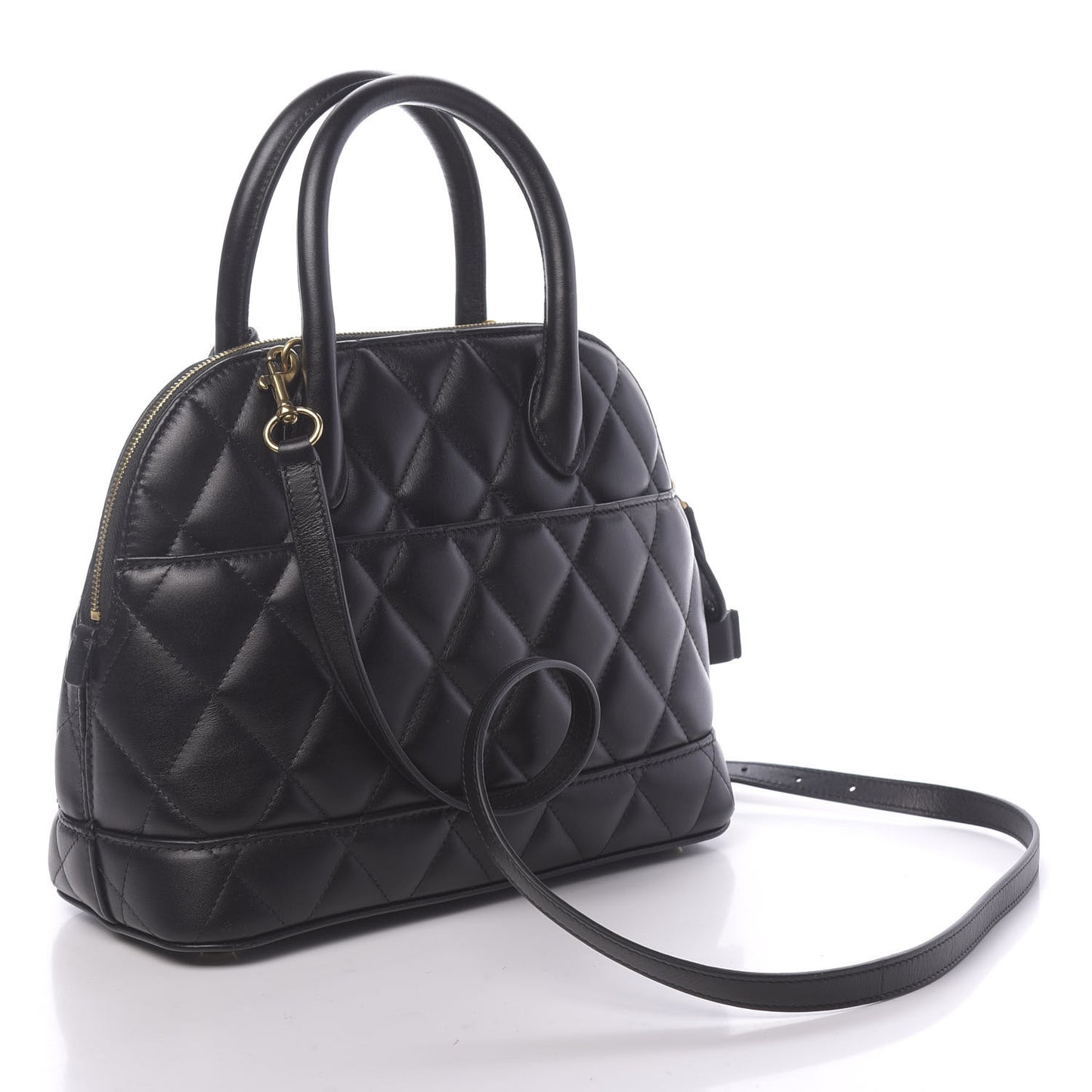 Nappa Calfskin Quilted Small Ville Top Handle Bag Black