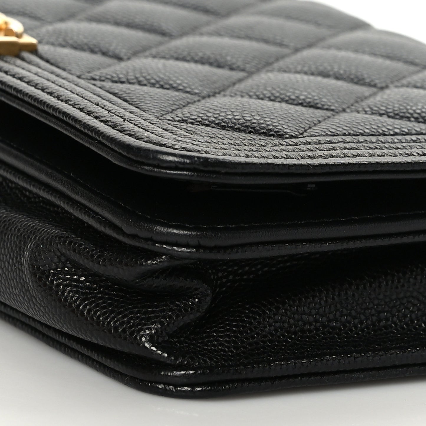 Caviar Quilted Boy Wallet On Chain WOC Black