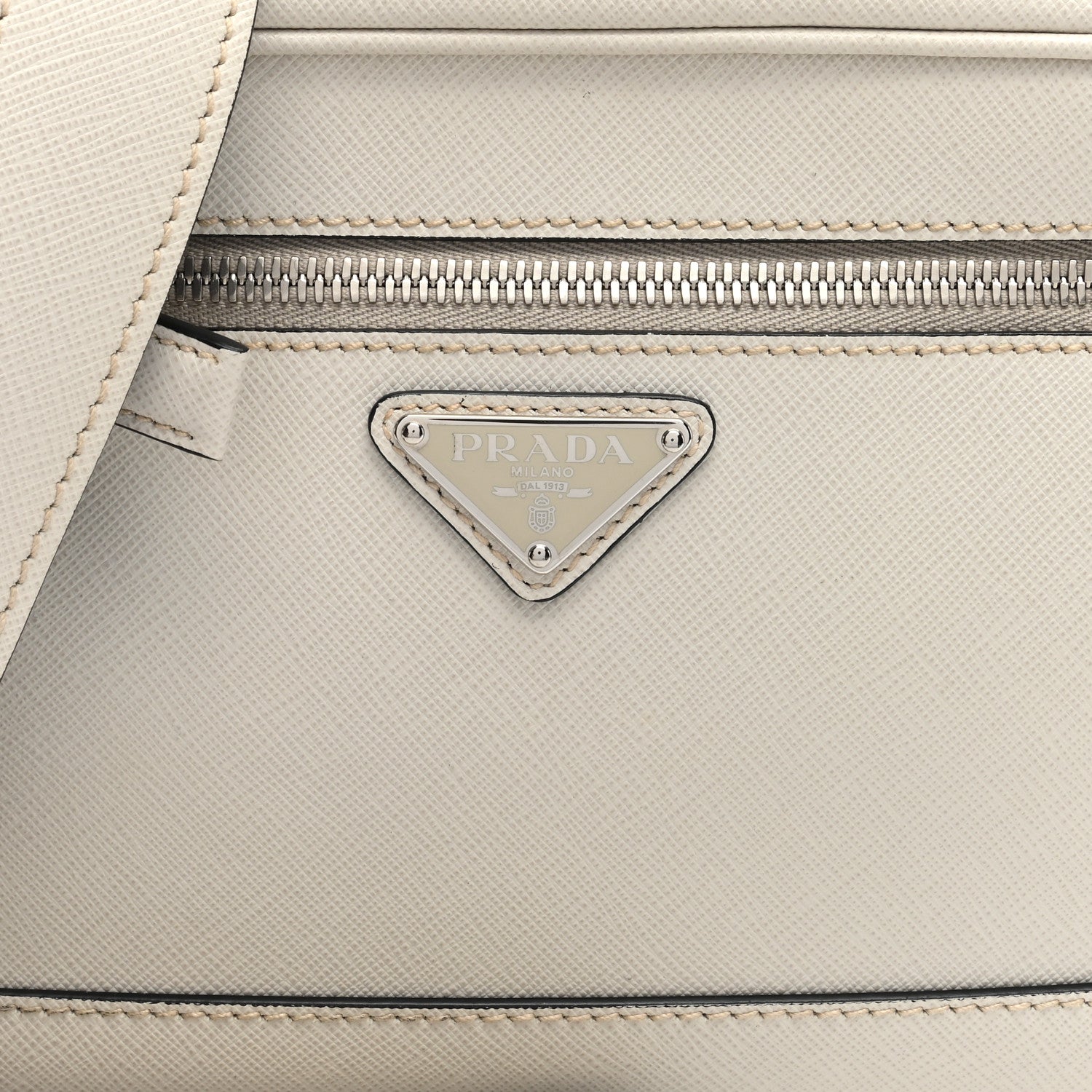 Prada Saffiano Travel Triangle Wristlet Crossbody Bag White 7 of 10