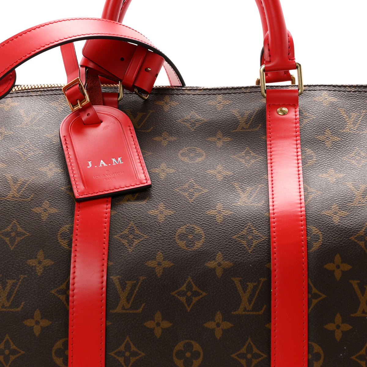 Louis Vuitton Calfskin Monogram Keepall Bandouliere 50 Coquelicot 6 of 9