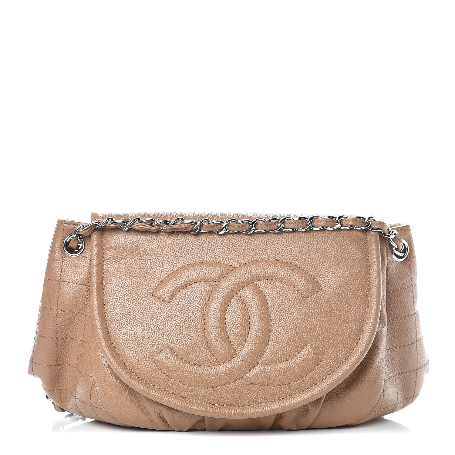 Chanel Caviar Large Half Moon Flap Dark Beige 1 of 13