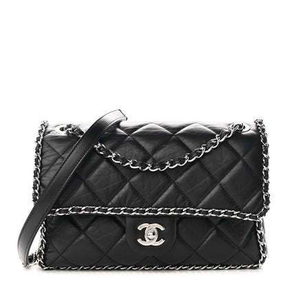 Chanel Crumpled Calfskin Medium Chain All Over Flap Black 1 of 10
