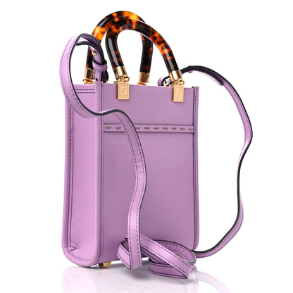 Fendi Vitello King Plexiglass Logo Embossed Mini Fendi Sunshine Shopper Tote Violetta 3 of 9