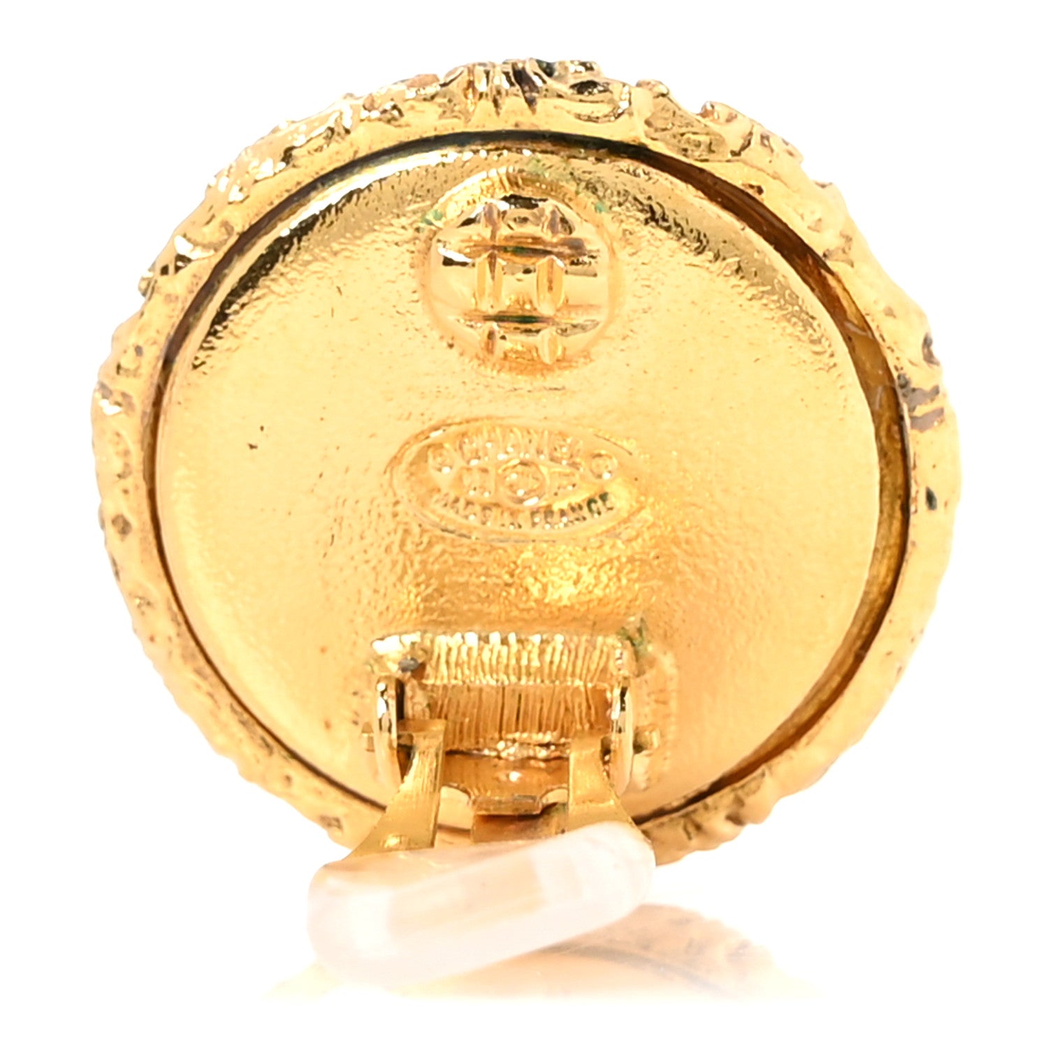 Chanel Textured CC Clip On Earrings Gold 4 of 5