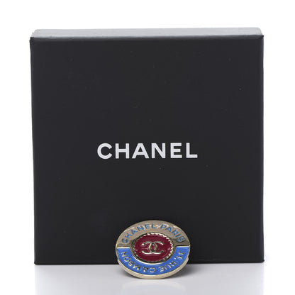 Chanel Enamel Rue Cambon CC Pin Brooch Blue Red Gold 6 of 6