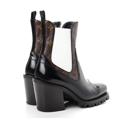 Louis Vuitton Patent Monogram Limitless Ankle Boots 38.5 Black 4 of 11