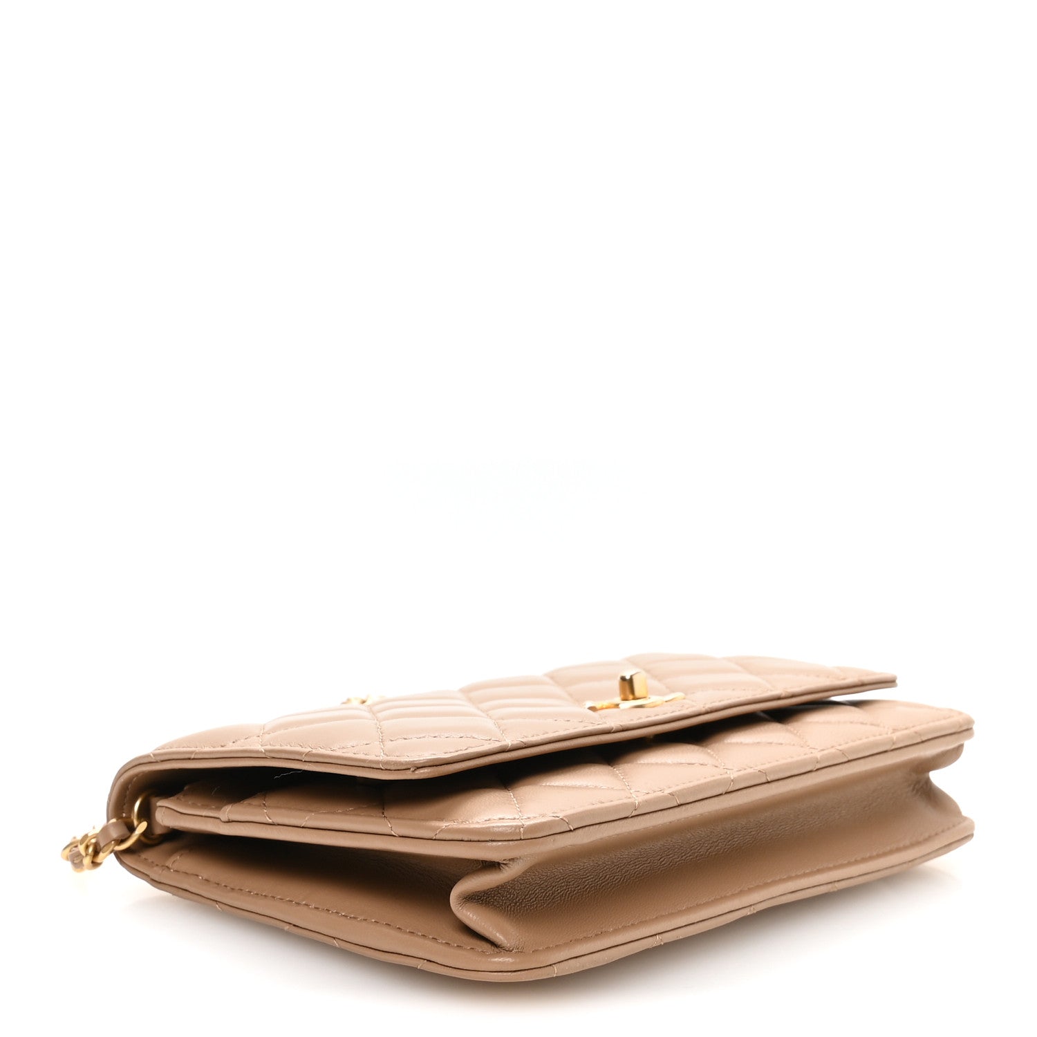 Chanel Lambskin Quilted CC Pearl Crush Wallet on Chain WOC Beige 3 of 11
