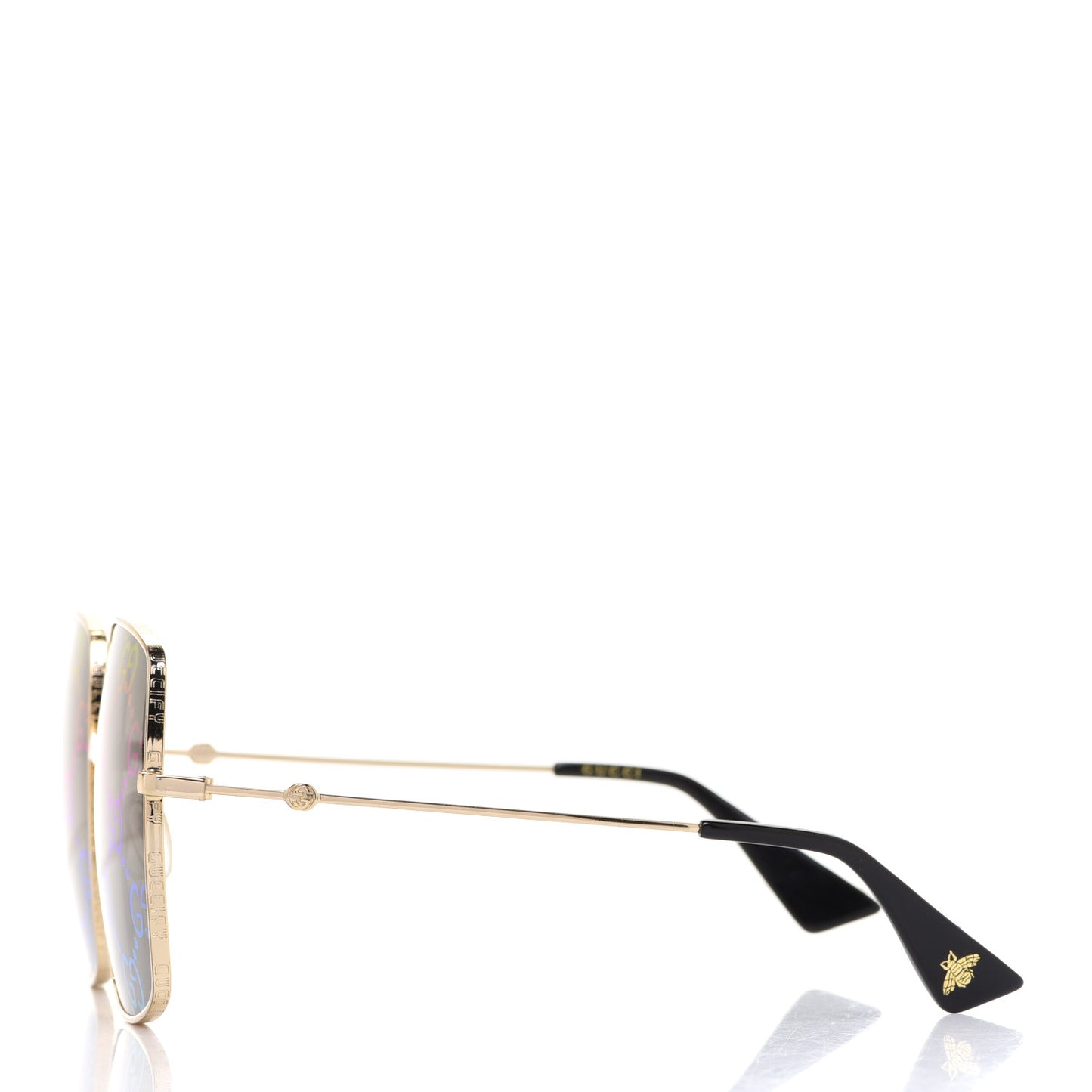 Metal Rectangular Frame Sunglasses GG0414S Gold Multicolor