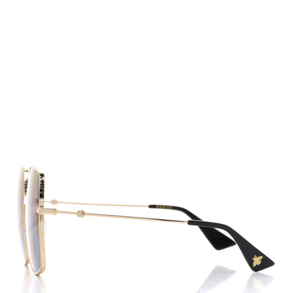 Gucci Metal Rectangular Frame Sunglasses GG0414S Gold Multicolor 3 of 9