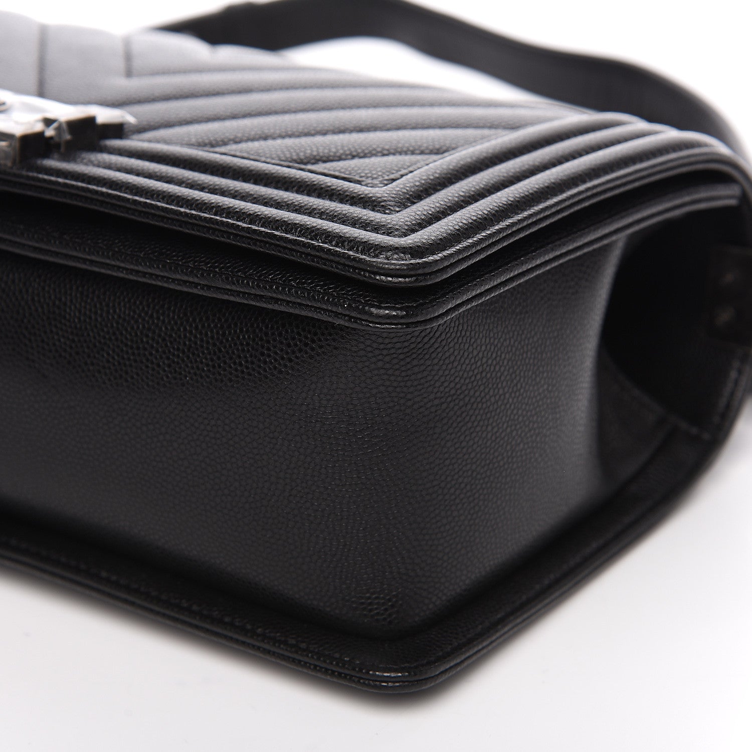 Chanel Caviar Chevron Quilted Medium Boy Flap Black 10 of 11