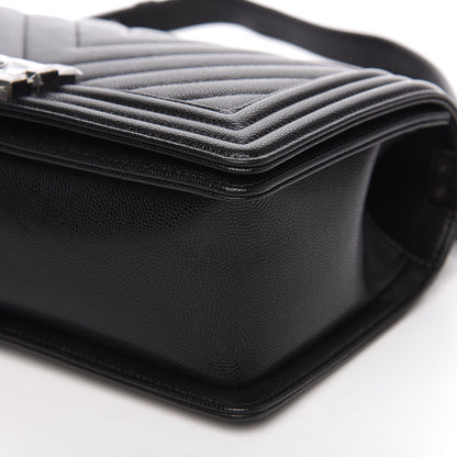 Chanel Caviar Chevron Quilted Medium Boy Flap Black 10 of 11
