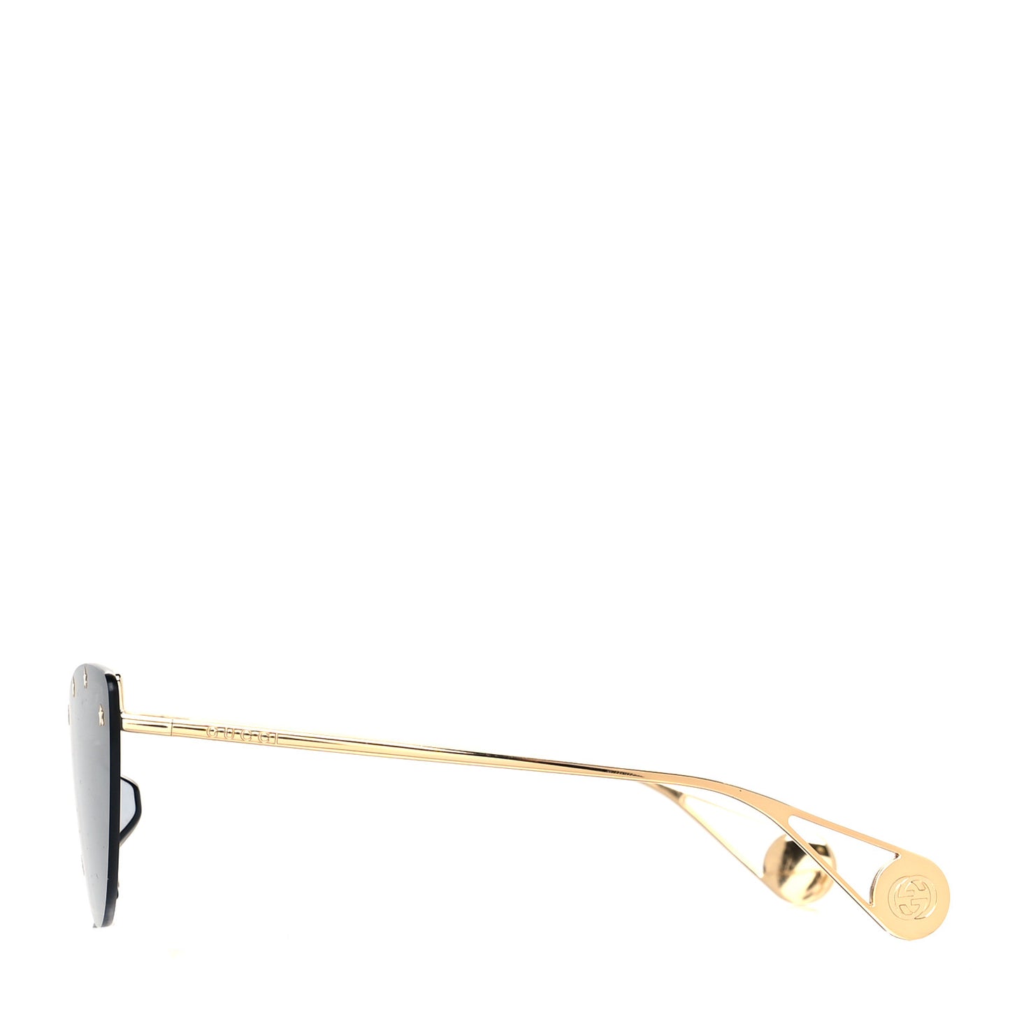 Metal Rimless Star Studded 90mm Cat Eye GG0666S Sunglasses Black Gold