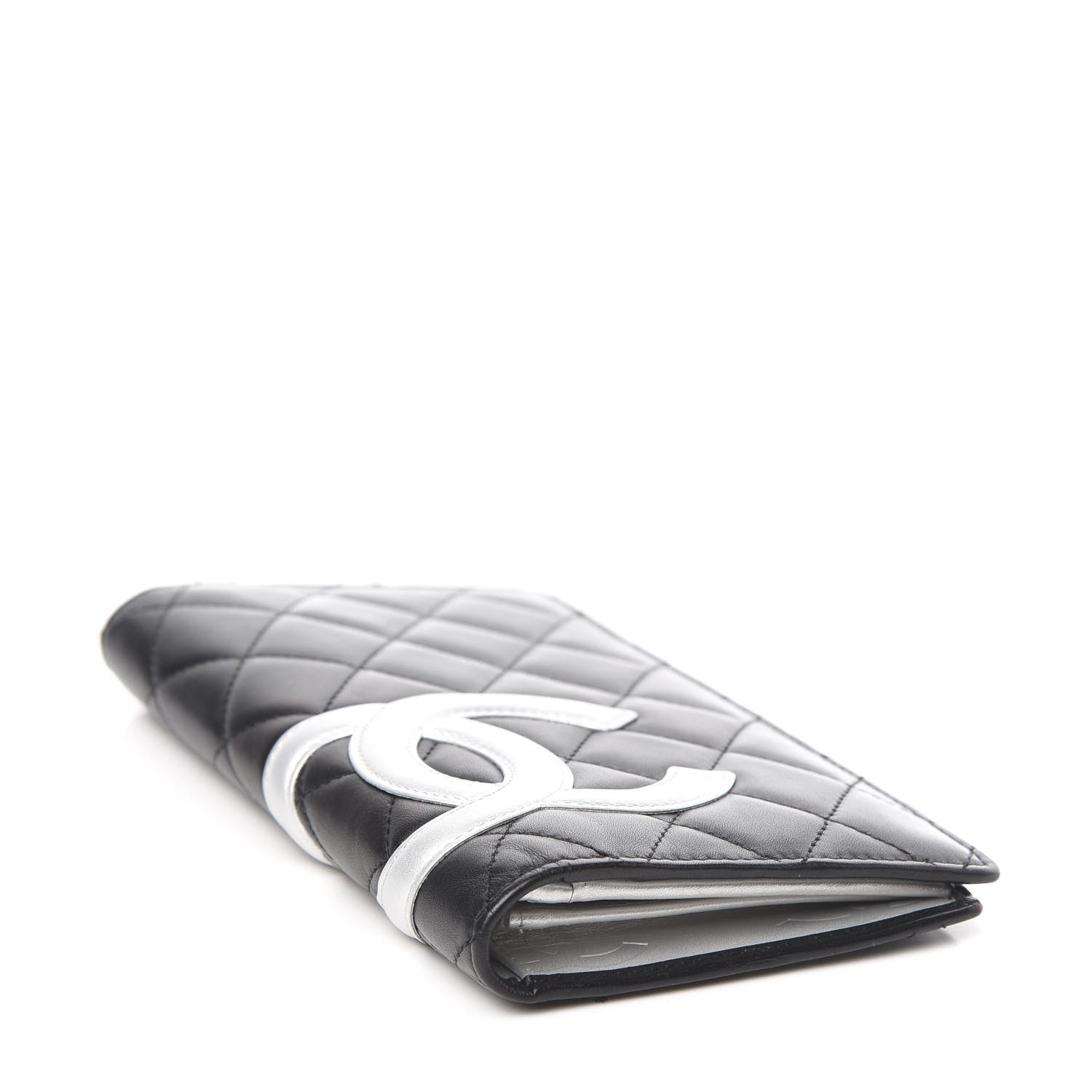Chanel Calfskin Quilted Cambon Yen Wallet Black White 4 of 8